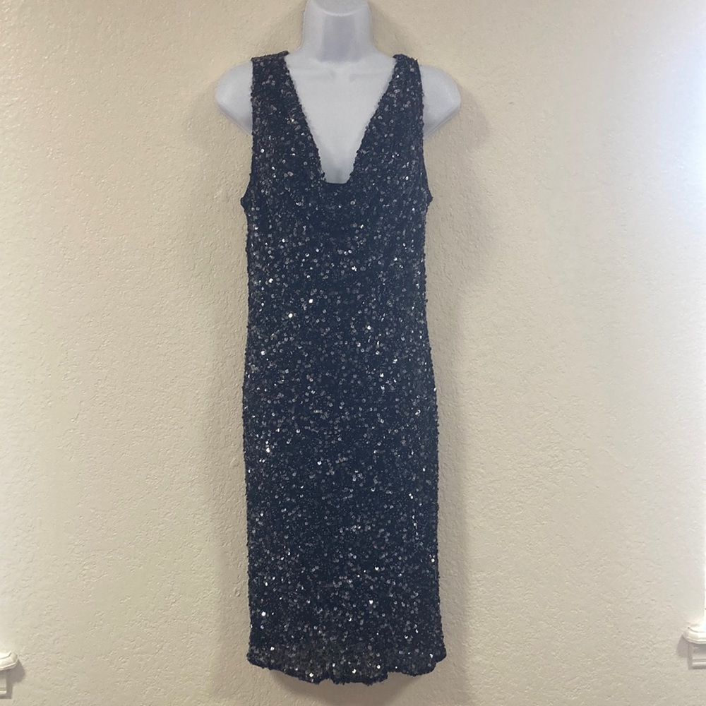 Scala silk sequin beaded prom dress size XL.